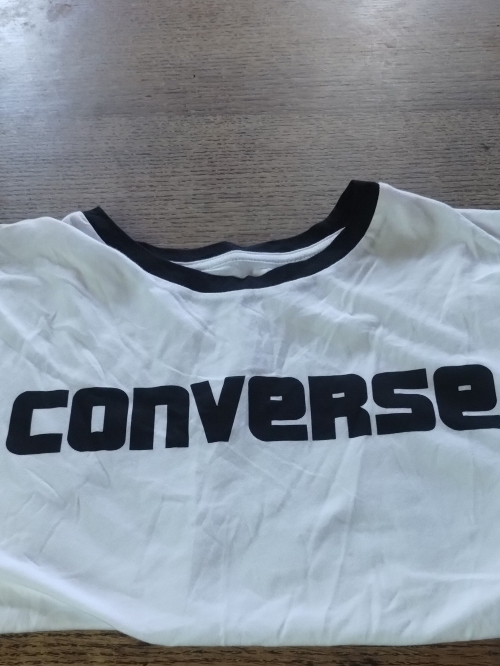 Converse White Tee with Black Logo and Neck Trim